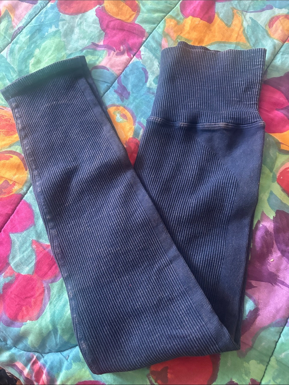 FP Movement ribbed leggings denim blue mineral wash
